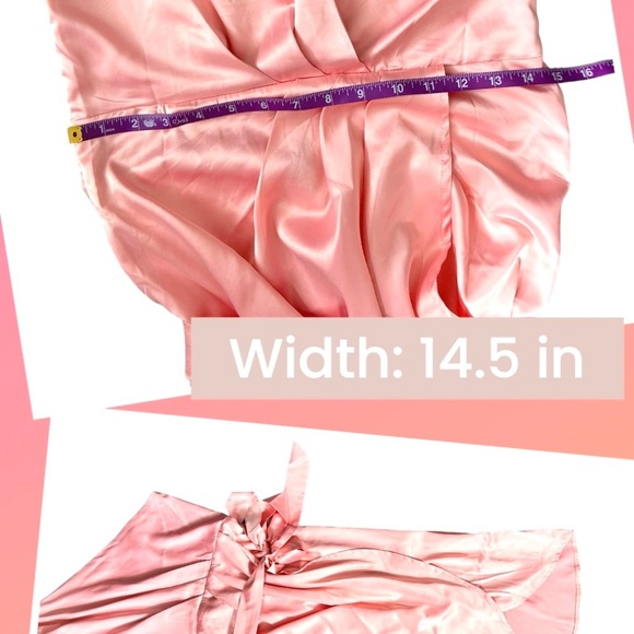 Women's Pink One Shoulder Midi High Low Breezy Unlined Bridesmaid Dress - Picture 7 of 9